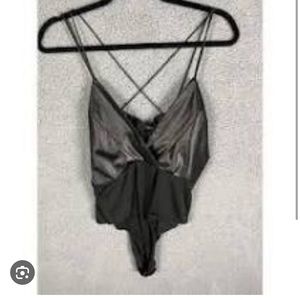 Black Faux Leather Bodysuit